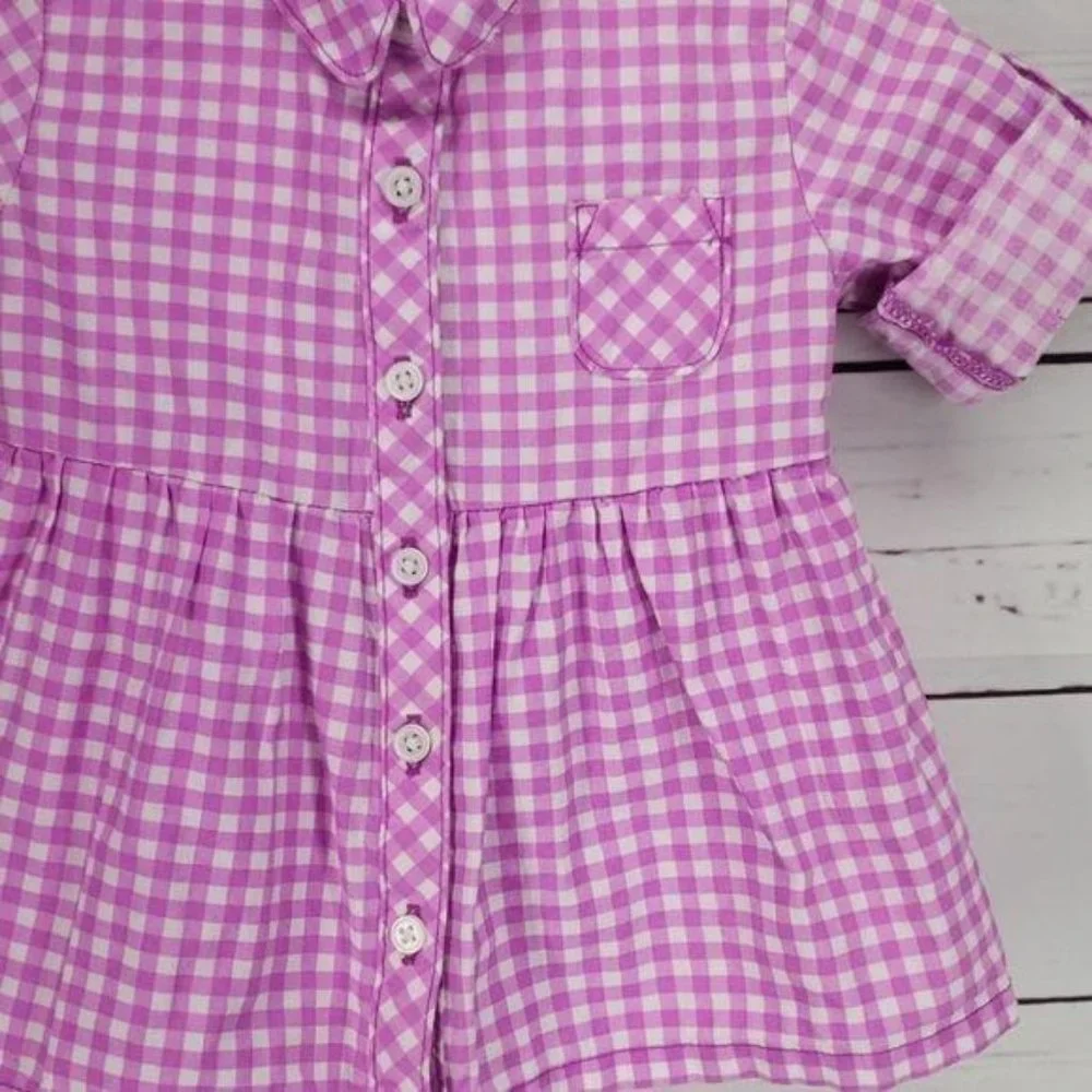Carters Pink‎ Plaid Infant Button Down Dress